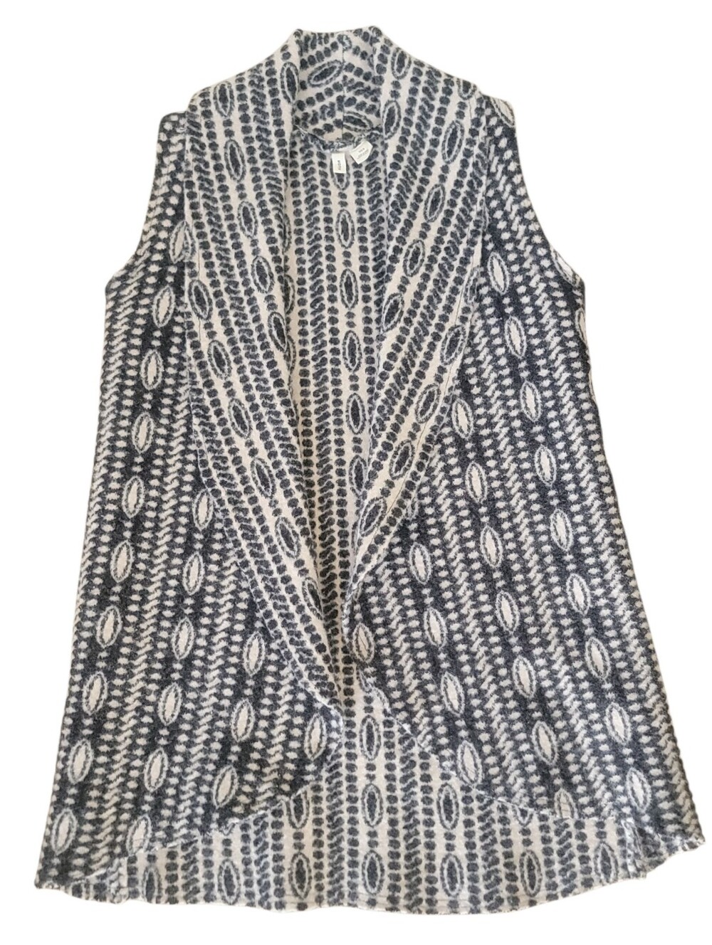 Anthropologie Moth Women's Wool Blend Open Front Black White Vest XS/S Chic